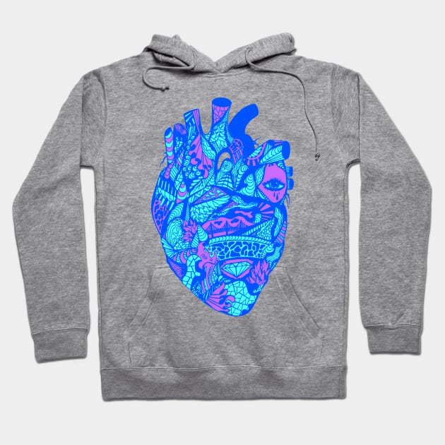 Blue Transparent Heart Hoodie by kenallouis